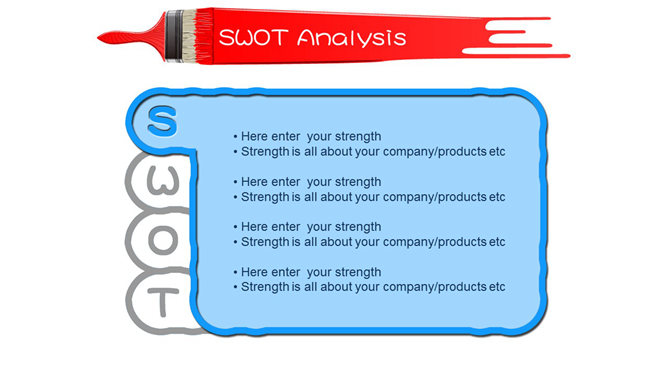 油漆刷SWOT分析幻灯片模板