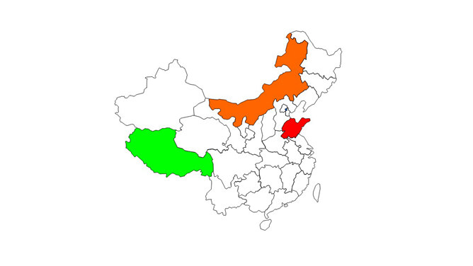可编辑颜色的中国地图PPT素材