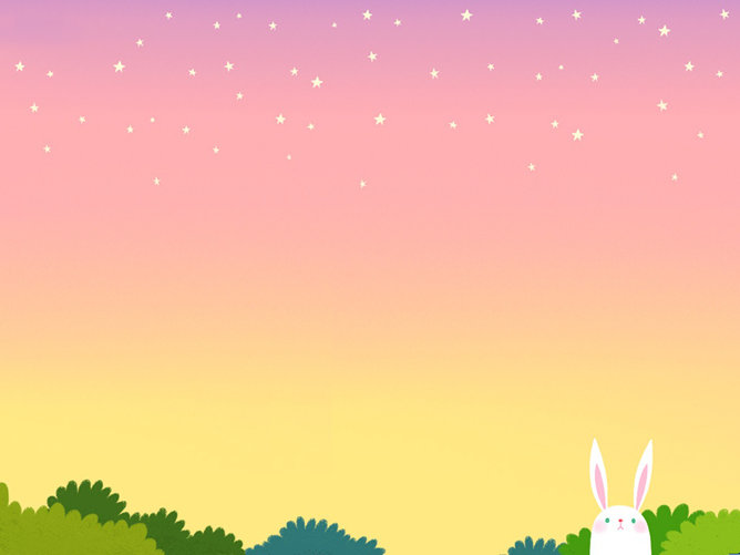 粉色天空可爱小兔子PPT图片