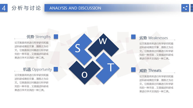蓝色清新SWOT分析PPT模板