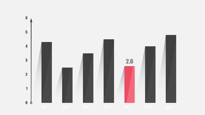 长阴影扁平化PPT柱形图模板